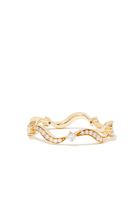 Single Wave Ring , 18k Yellow Gold & Diamonds